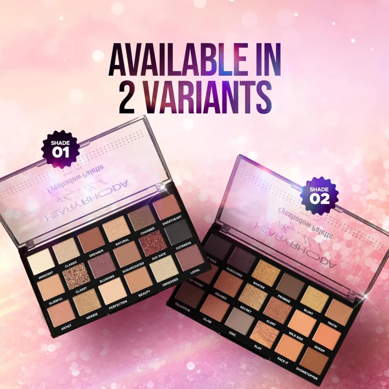 Hilary Rhoda Play N Blend Eyeshadow Palette | Matte & Shimmer Finish | Super-fine Particles | 18 Trendy Colours | Available in 2 Variants | Blends Easily - 20g (Day Dreamer - Shade 01) thumbnail 6